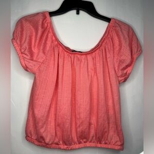 About A Girl Pink Smocked Puff Sleeve Blouse - Size M